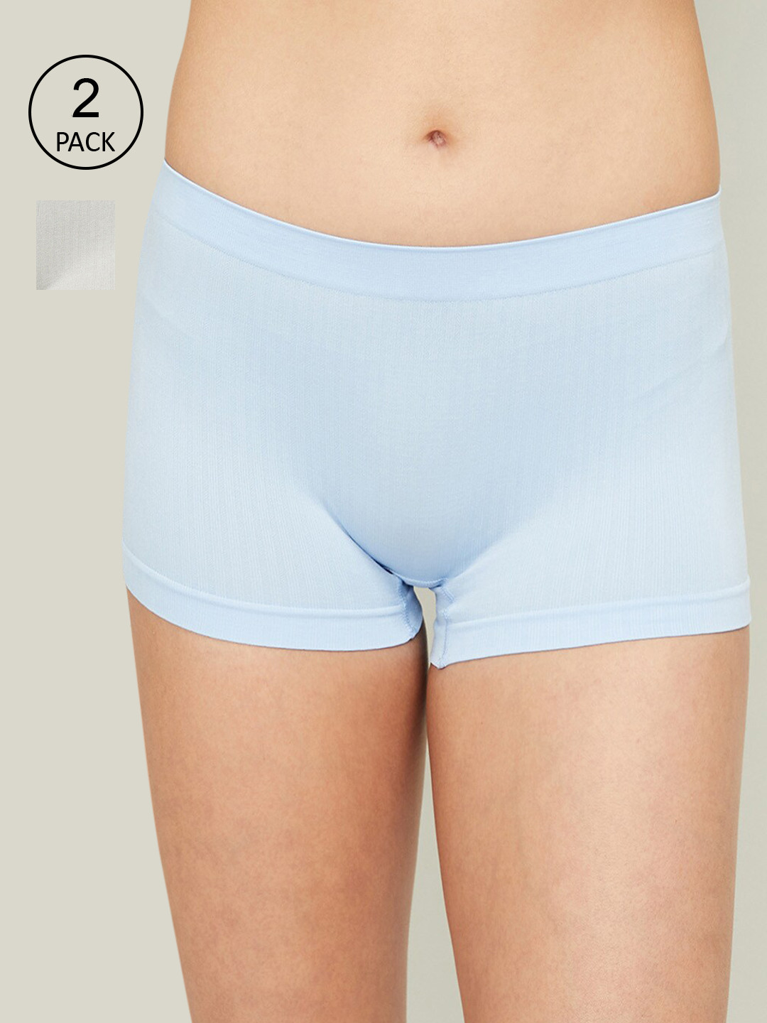 

Ginger By Lifestyle Women Pack Of 2 Grey & Blue Boy Shorts 1000010589423