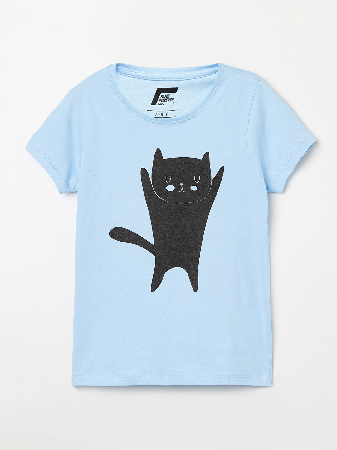 

Fame Forever by Lifestyle Girls Blue Cat Printed Cotton Top