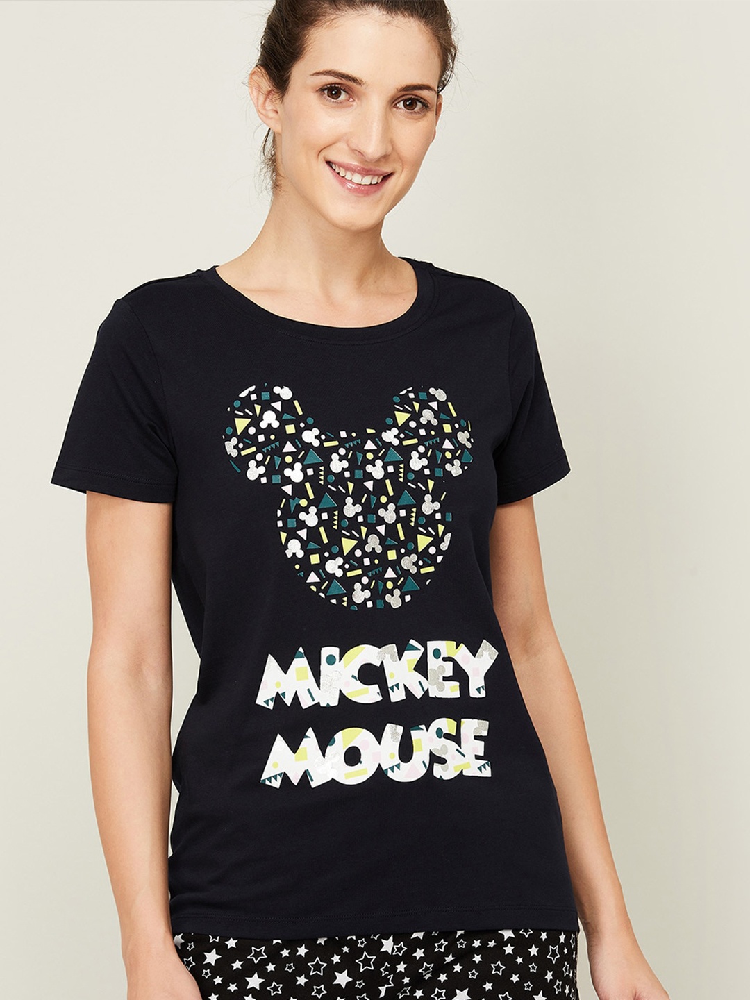 

Ginger by Lifestyle Navy Blue Mickey Mouse Printed Top