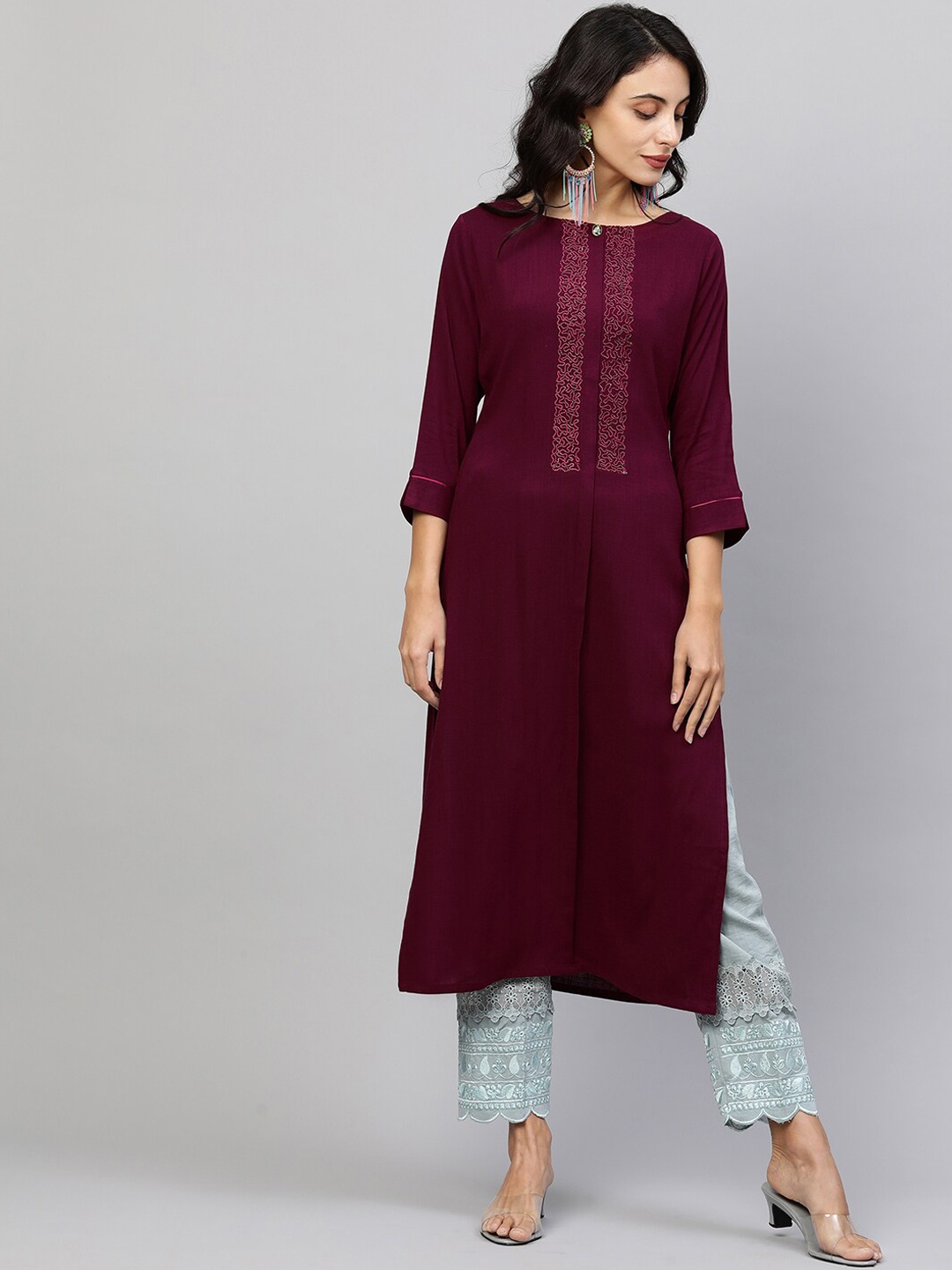 

FASHOR Women Purple Kurta