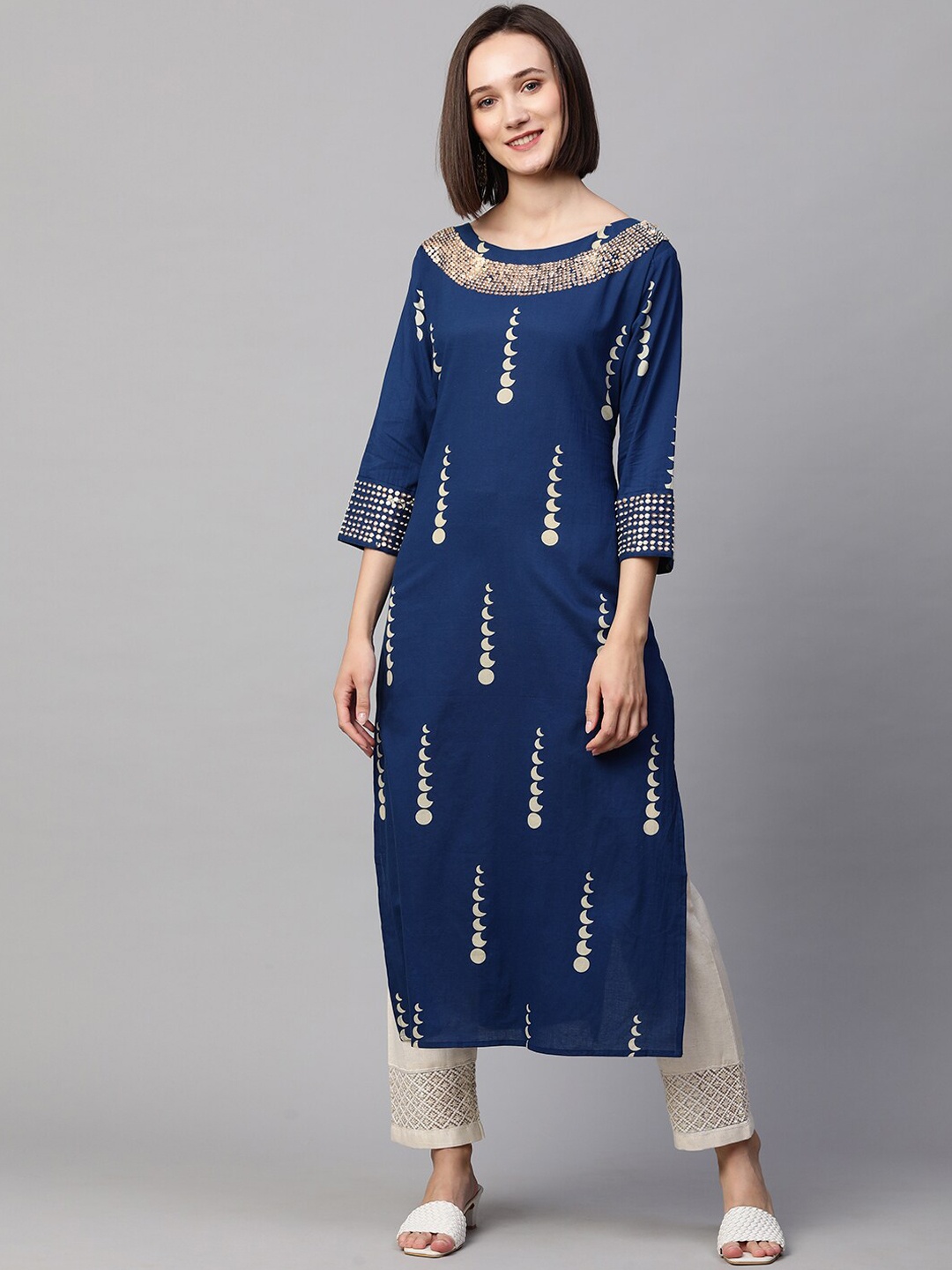 

FASHOR Woman Blue Embellished Kurta