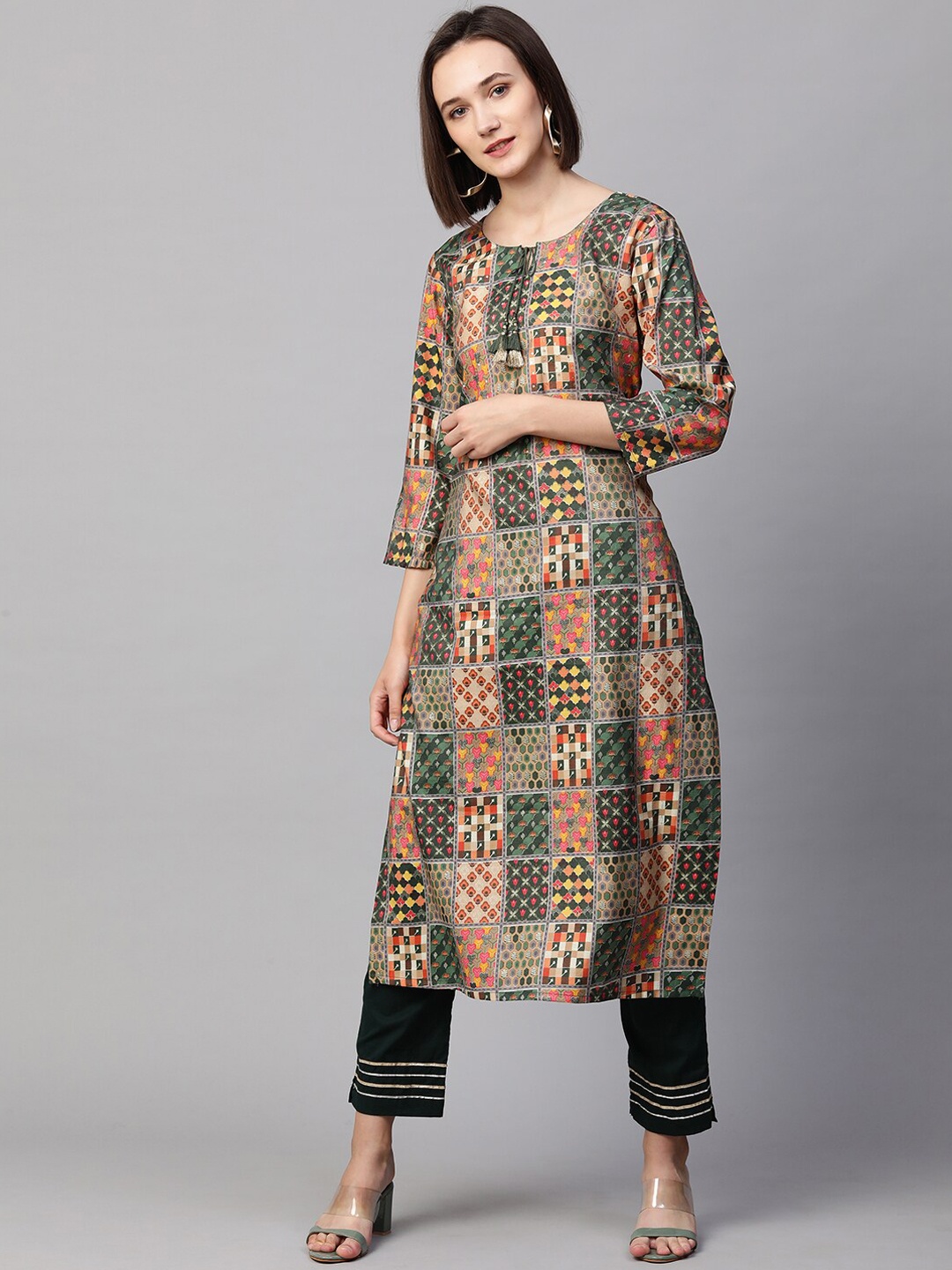 

FASHOR Women Multicoloured Printed Chanderi Silk Chanderi Silk Kurta, Multi