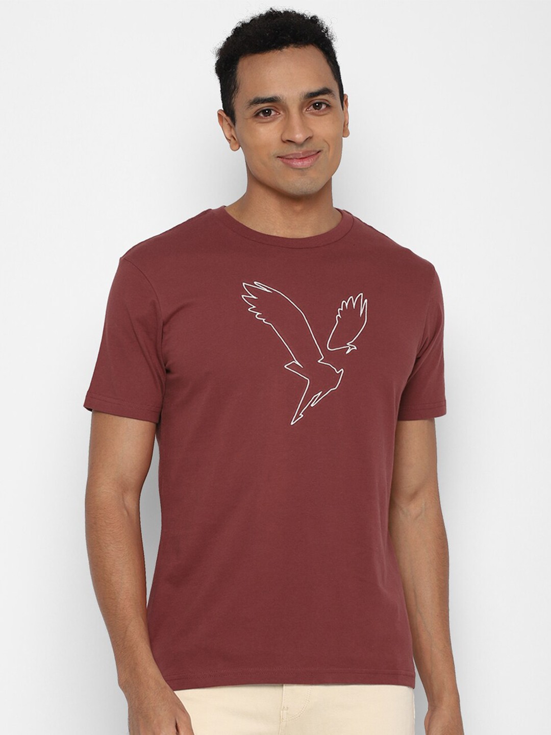 

AMERICAN EAGLE OUTFITTERS Men Burgundy Typography Printed T-shirt