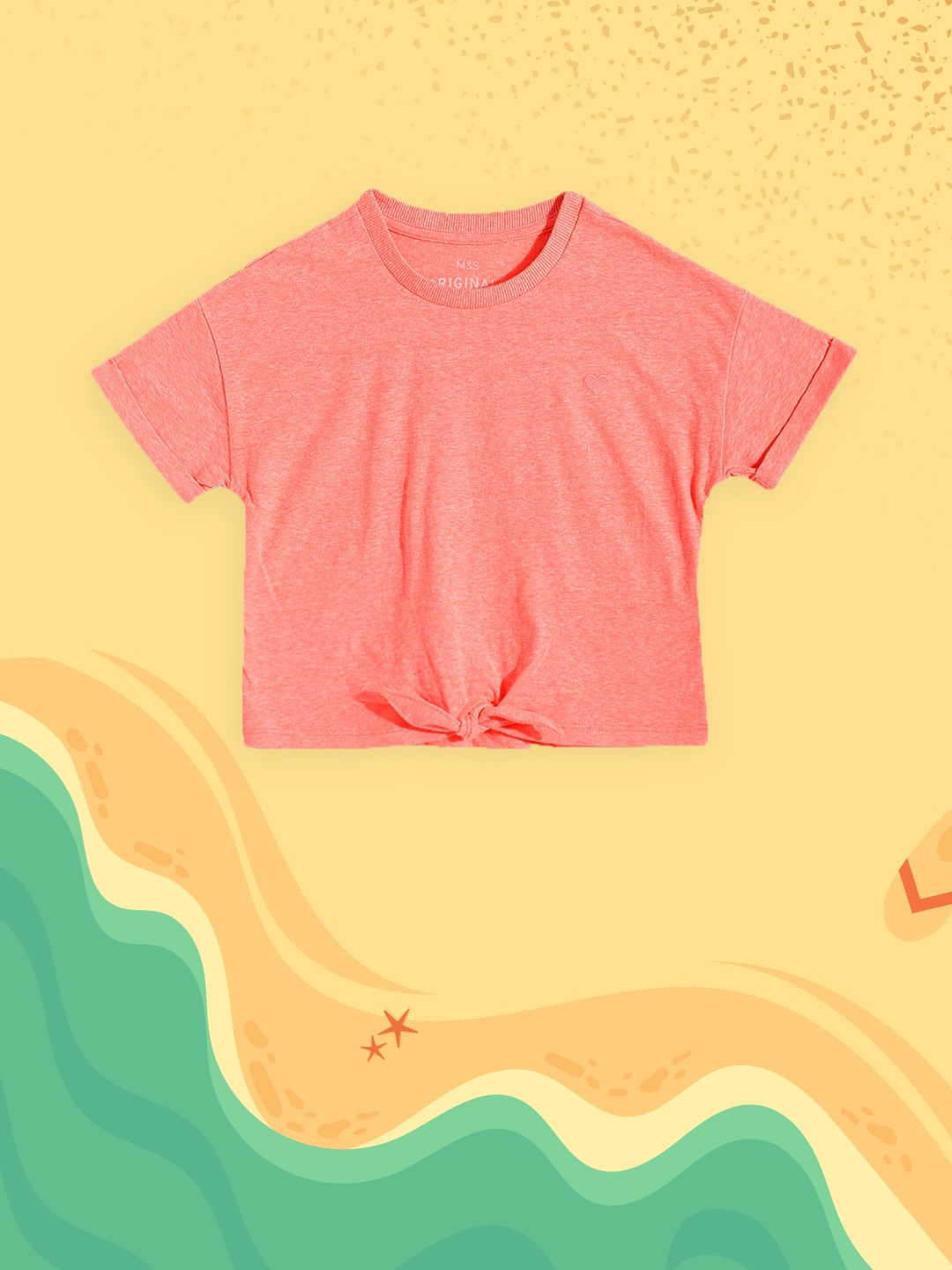 

Marks & Spencer Girls Coral Solid Top with Waist Tie-Ups