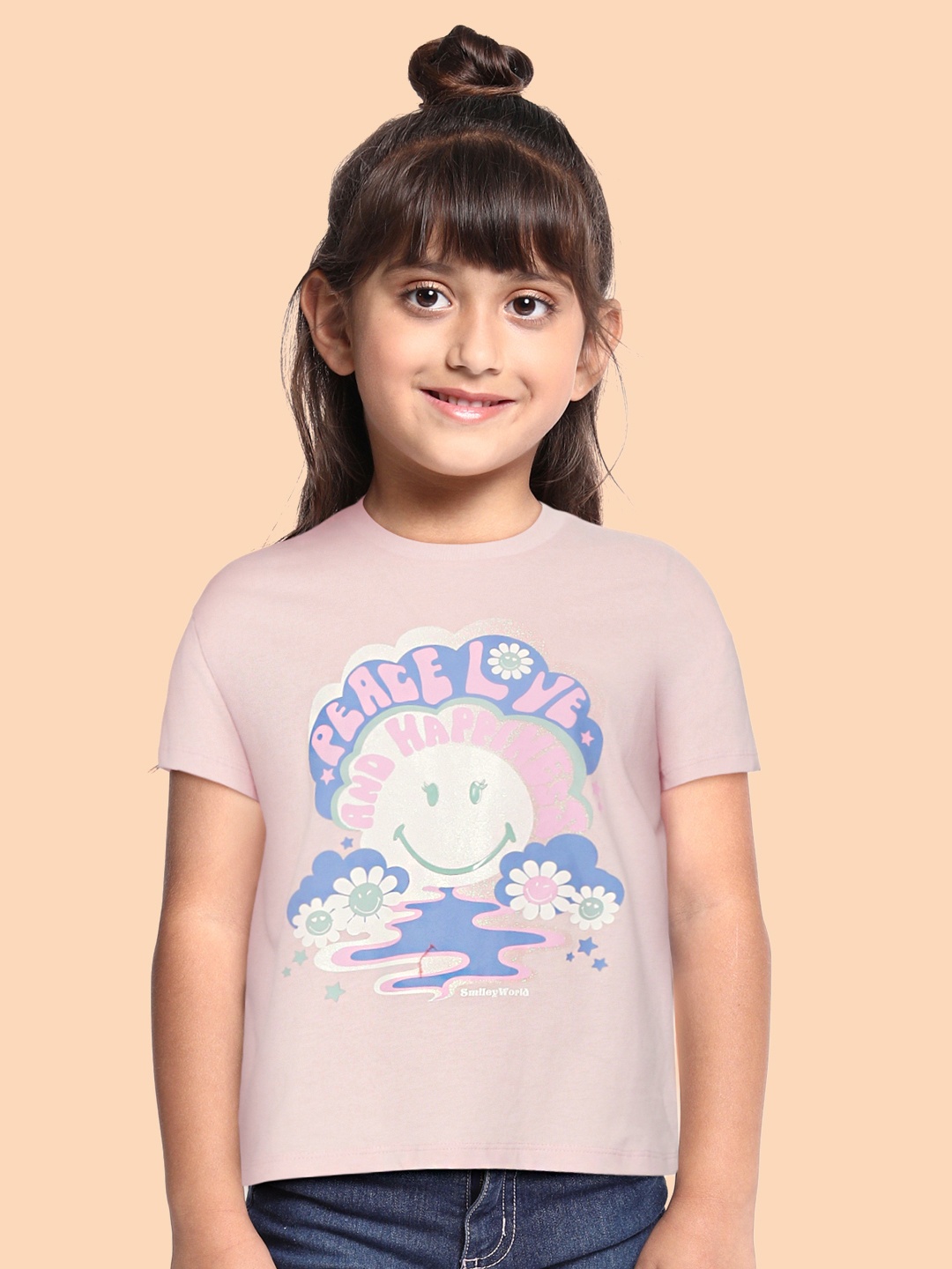 

Marks & Spencer Girls Pink & Blue Printed Pure Cotton T-shirt