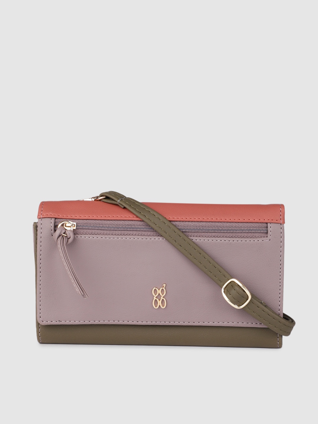 

Baggit Women Green & Purple Two Fold Wallet With Sling Strap