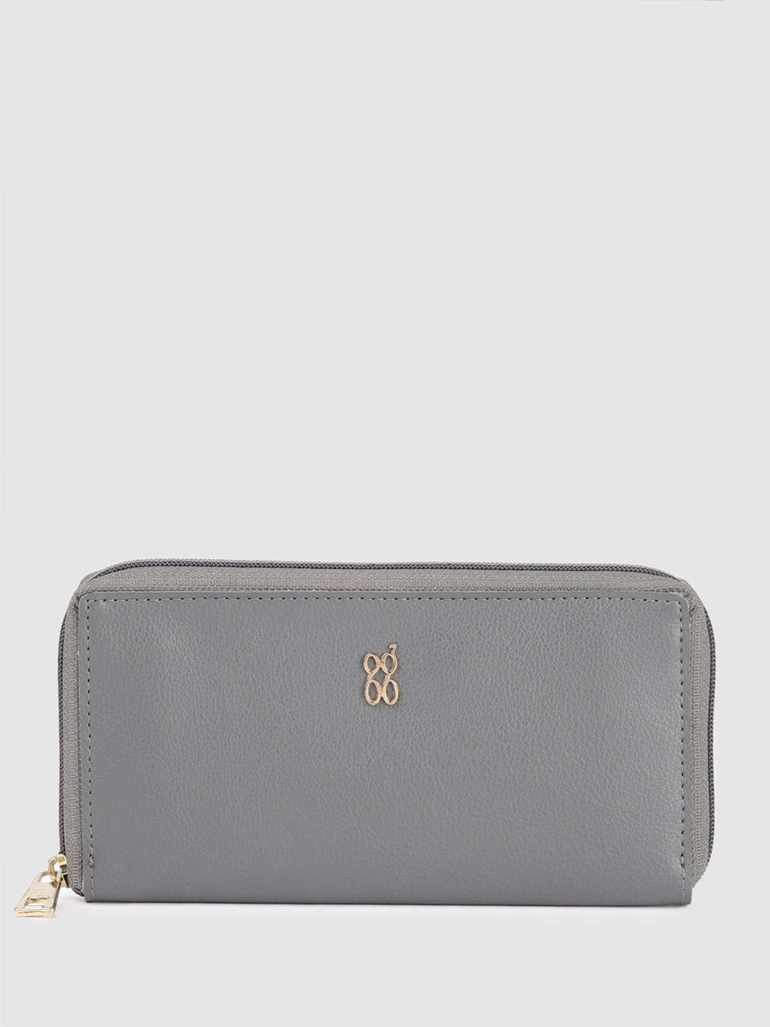 

Baggit Women Solid Zip Around Wallet, Grey