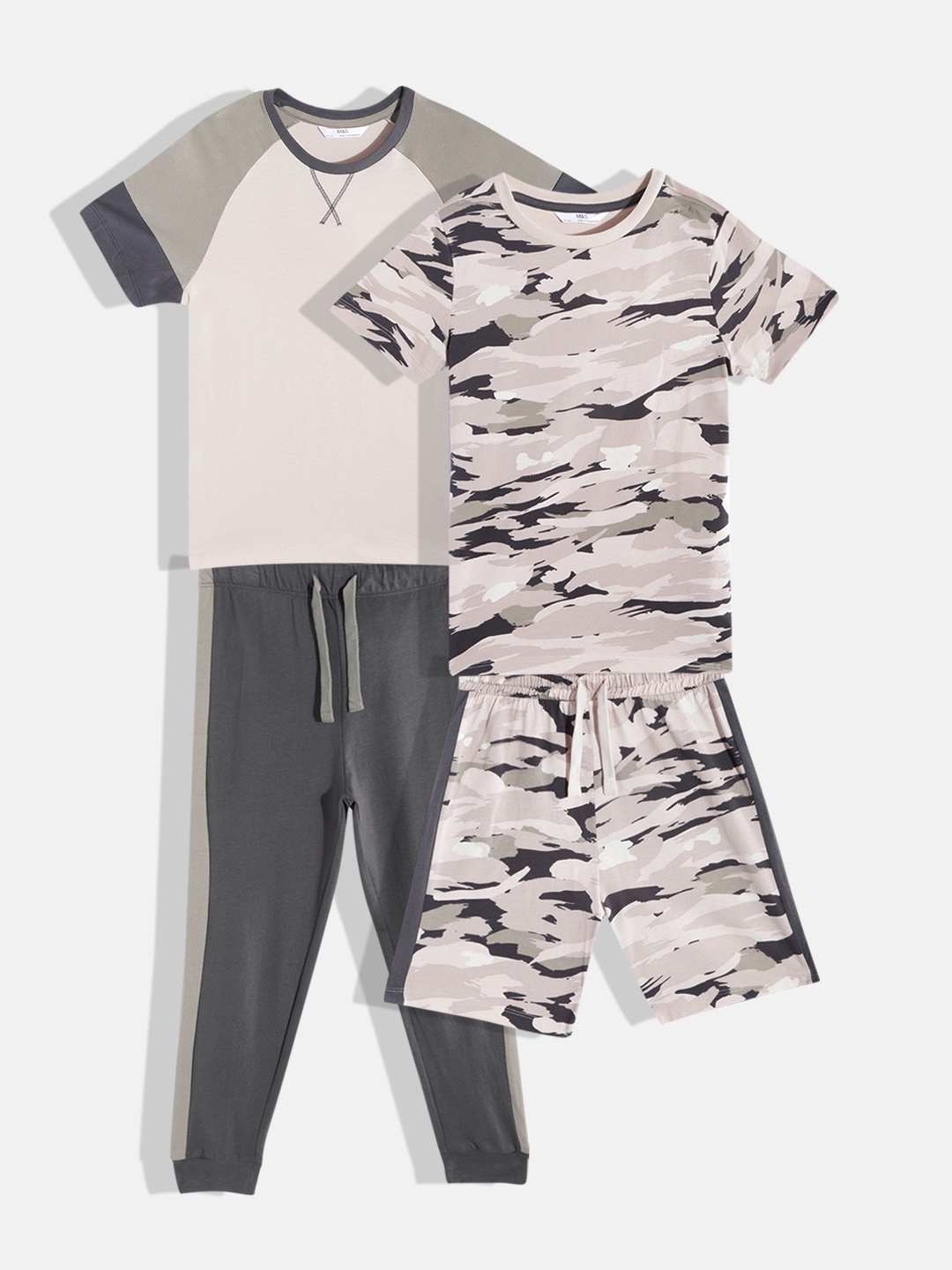 

Marks & Spencer Boys Pack of 2 Cotton Night suit, Beige