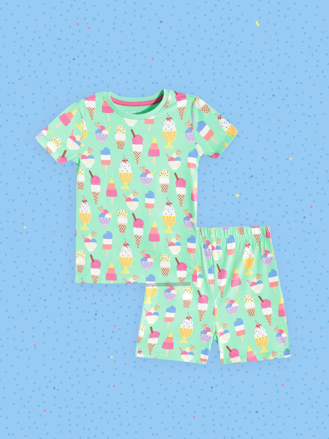 

Marks & Spencer Girls Green & White Printed Pyjama Set