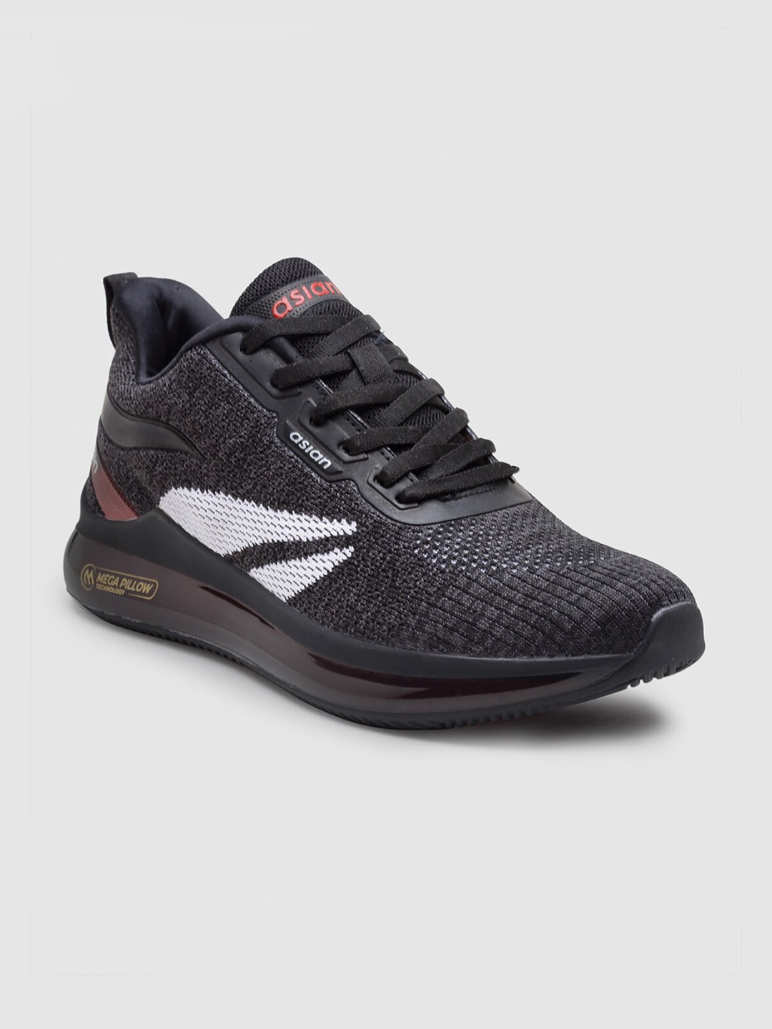 

ASIAN Men Black Mesh Running Non-Marking Shoes