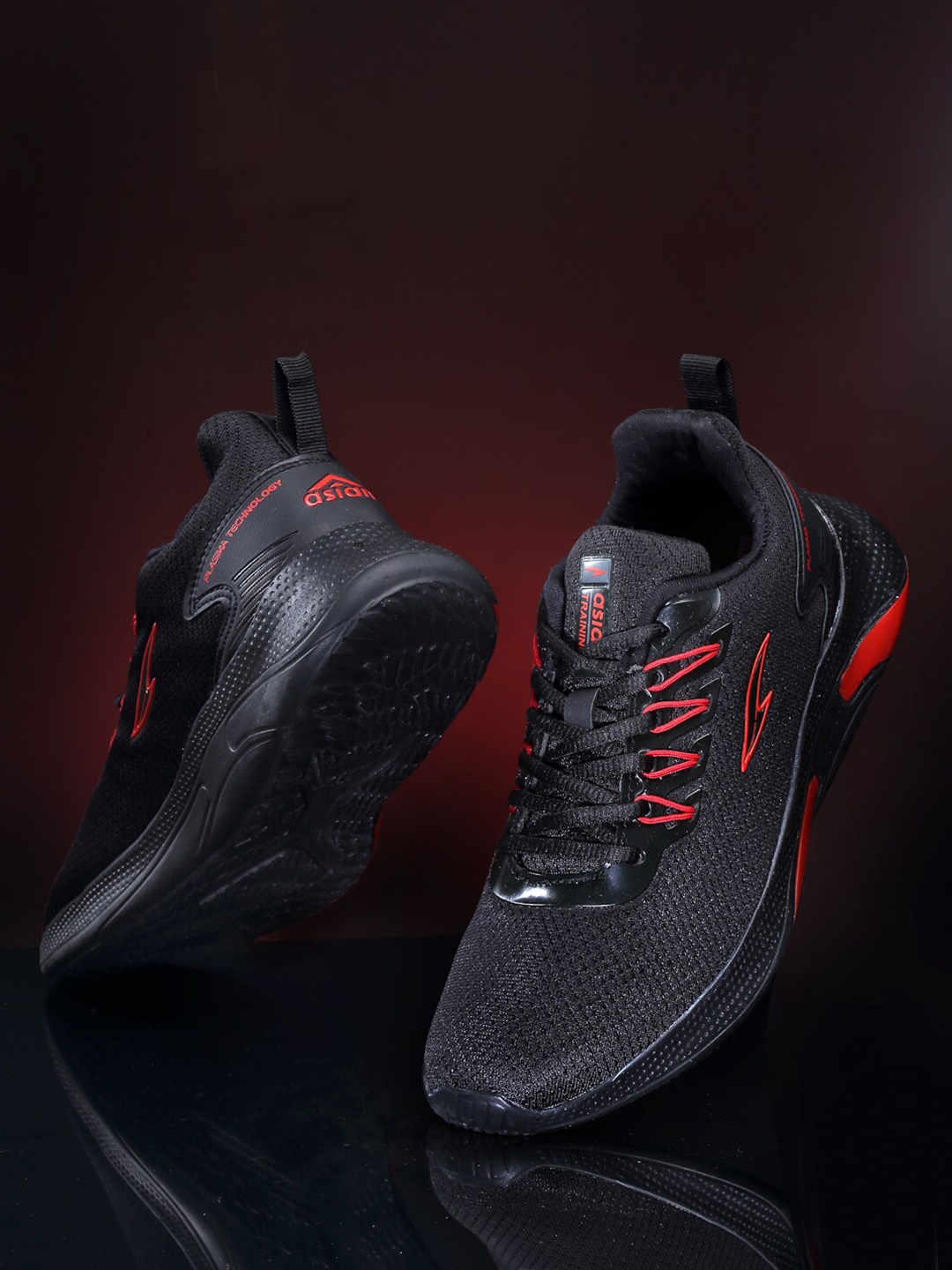

ASIAN Men Black Mesh Running Non-Marking Shoes
