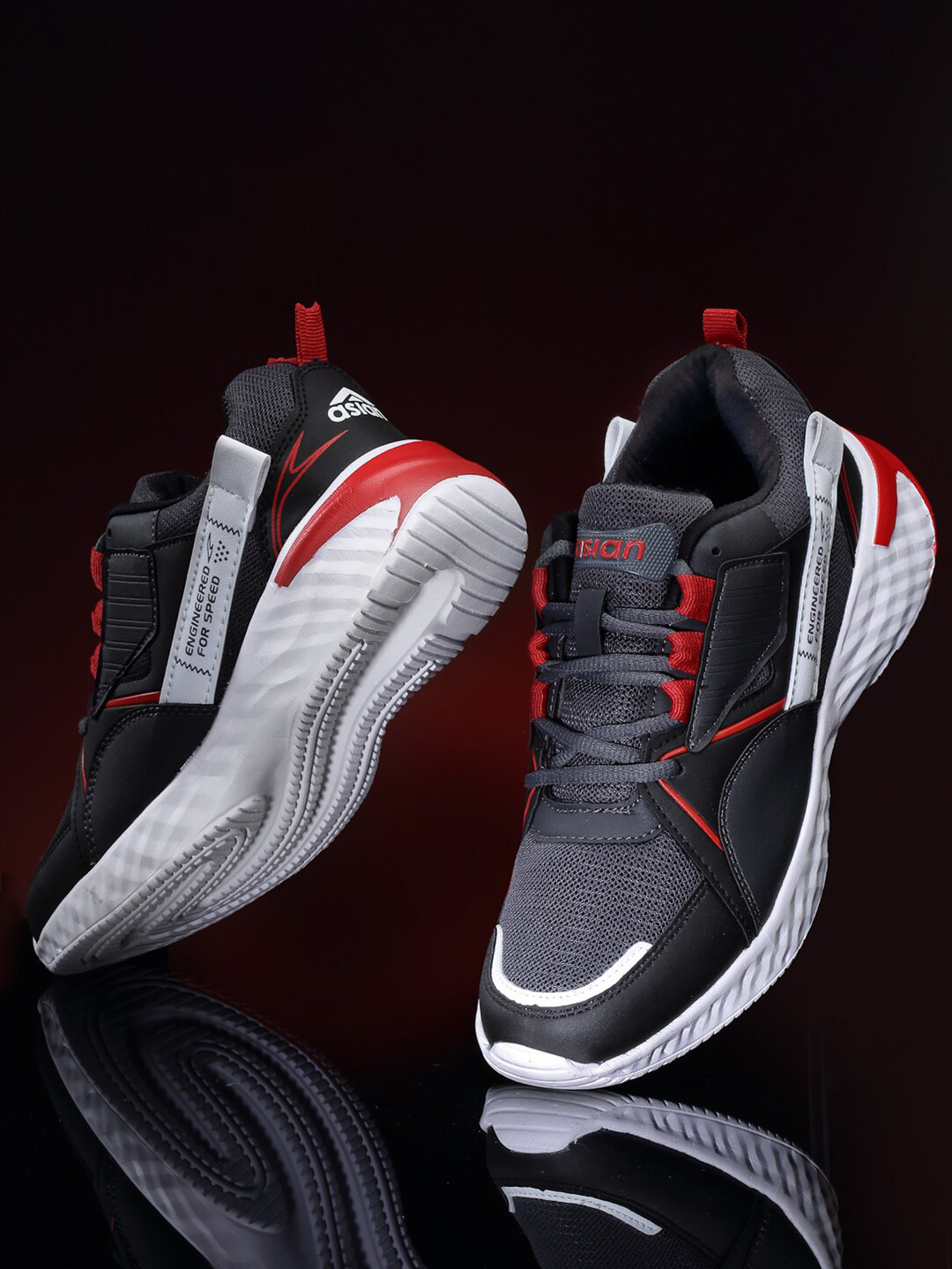 

ASIAN Men Grey Mesh Running Non-Marking Shoes