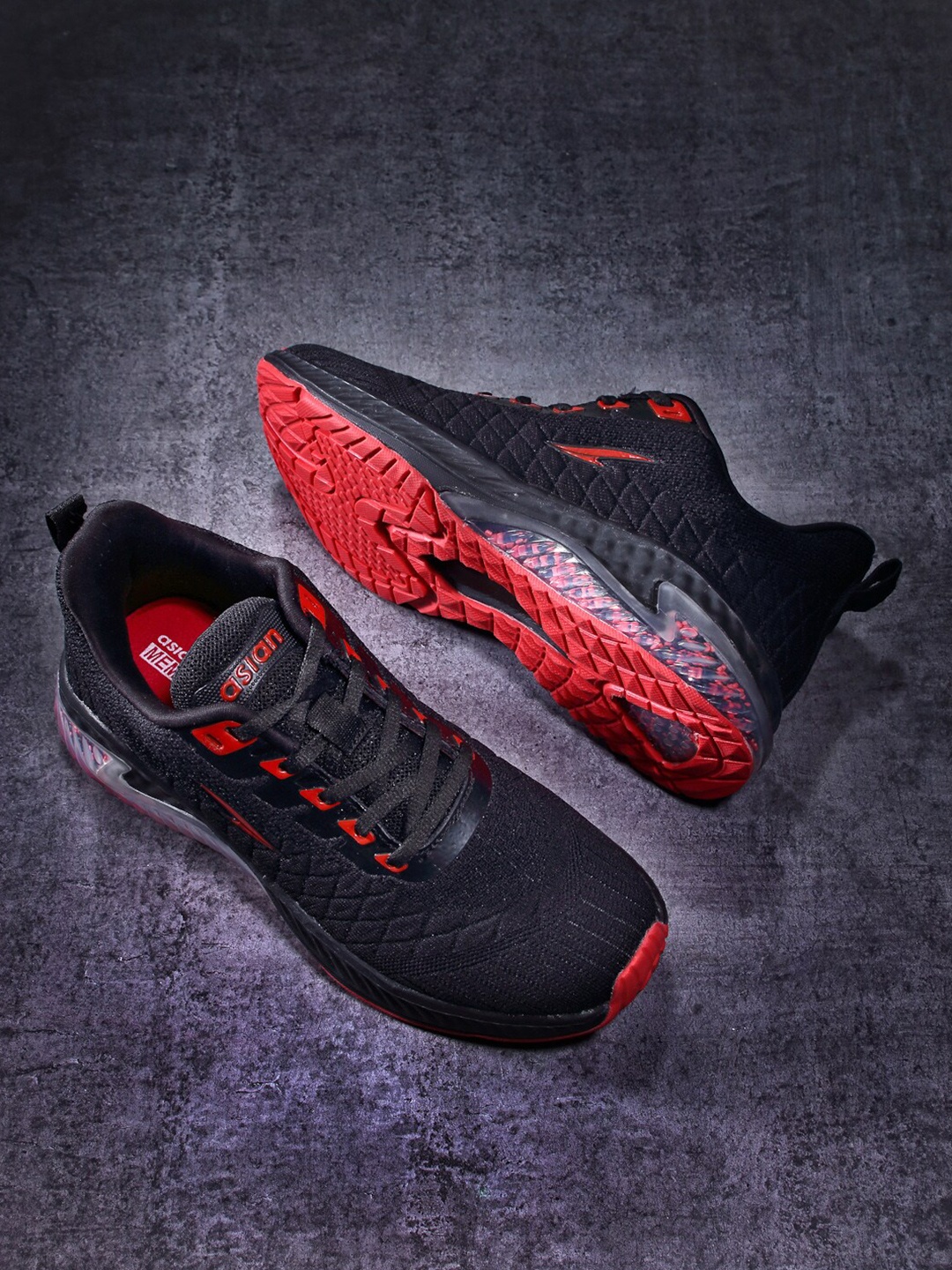 

ASIAN Men Black Mesh Running Non-Marking Shoes