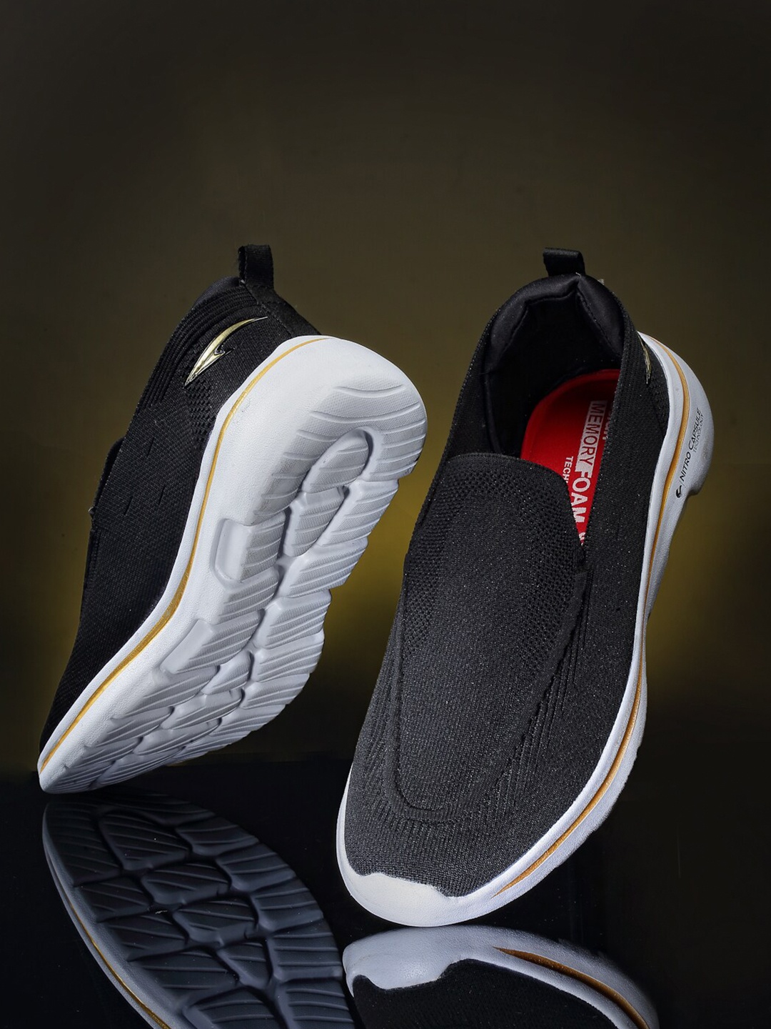

ASIAN Men Black Mesh Running Non-Marking Shoes