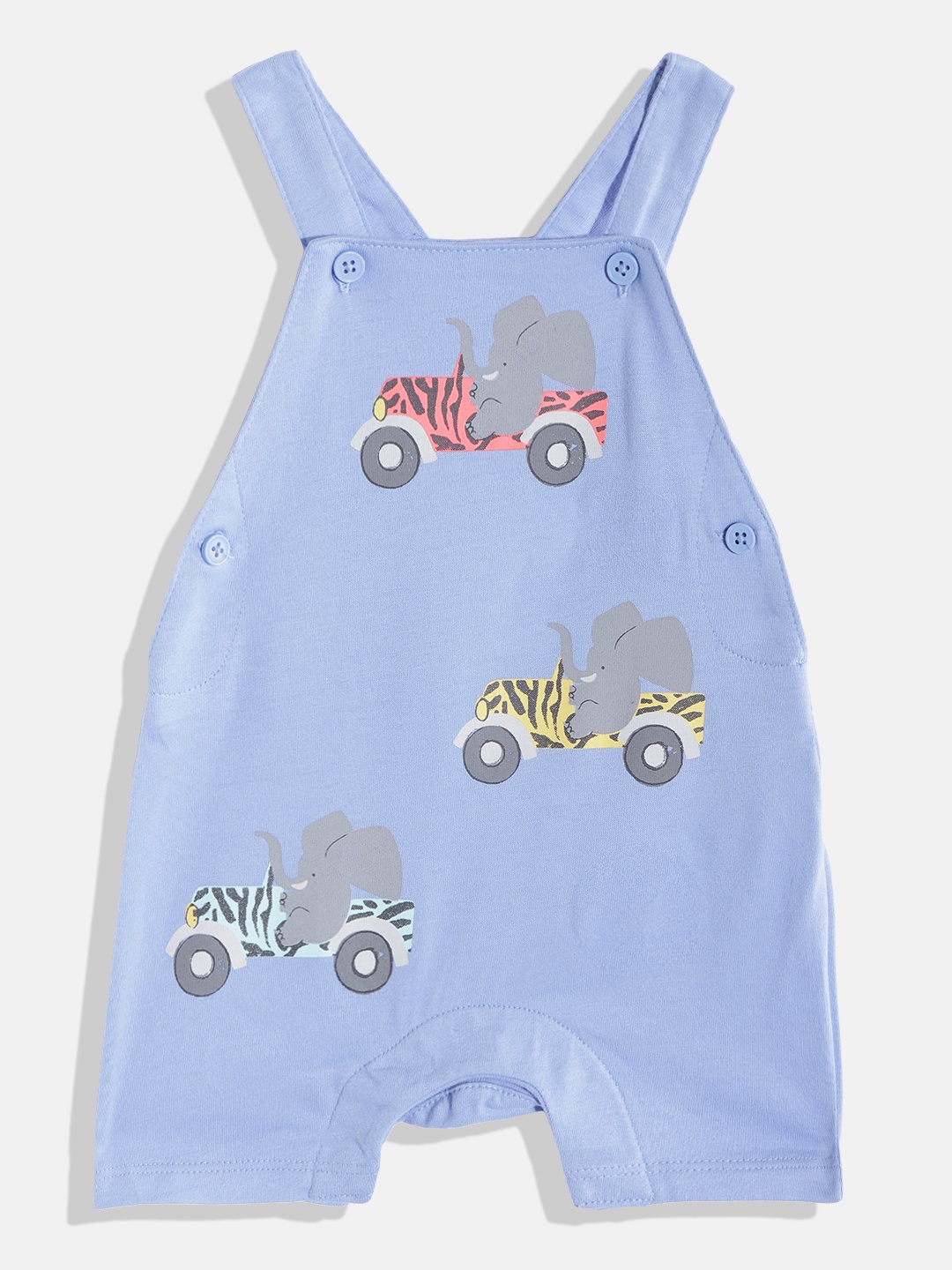 

Marks & Spencer Kids Blue & Grey Conversational Print Cotton Dungarees