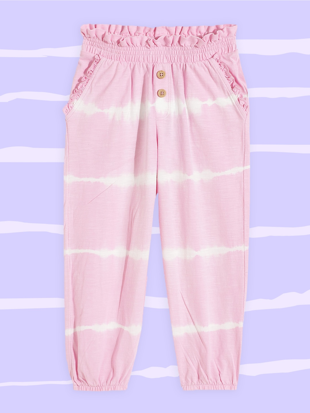 

Marks & Spencer Girls Pink & White Pure Cotton Tie & Dye Print Paper Waist Joggers