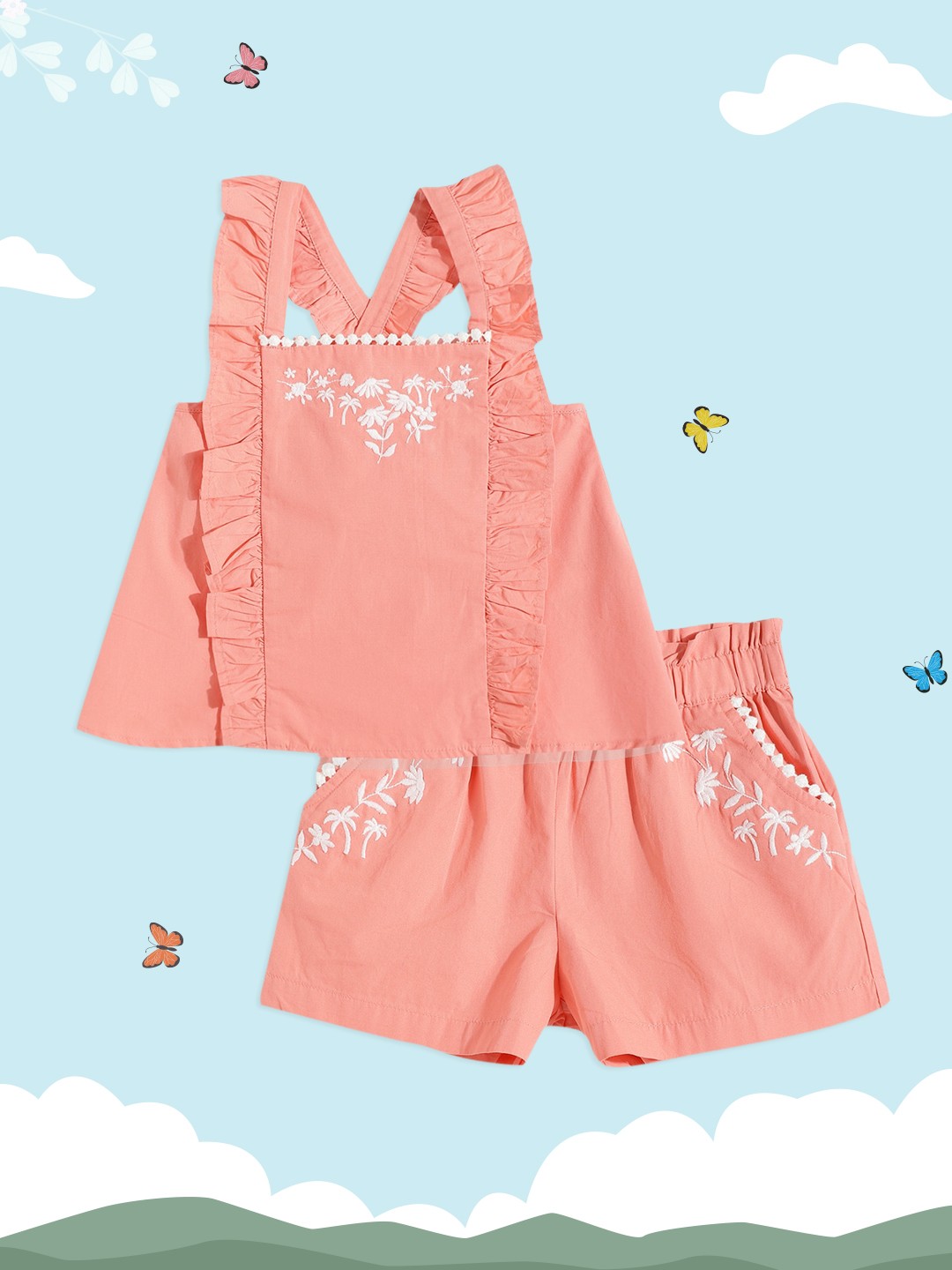 

Marks & Spencer Girls Coral & White Pure Cotton Clothing Set