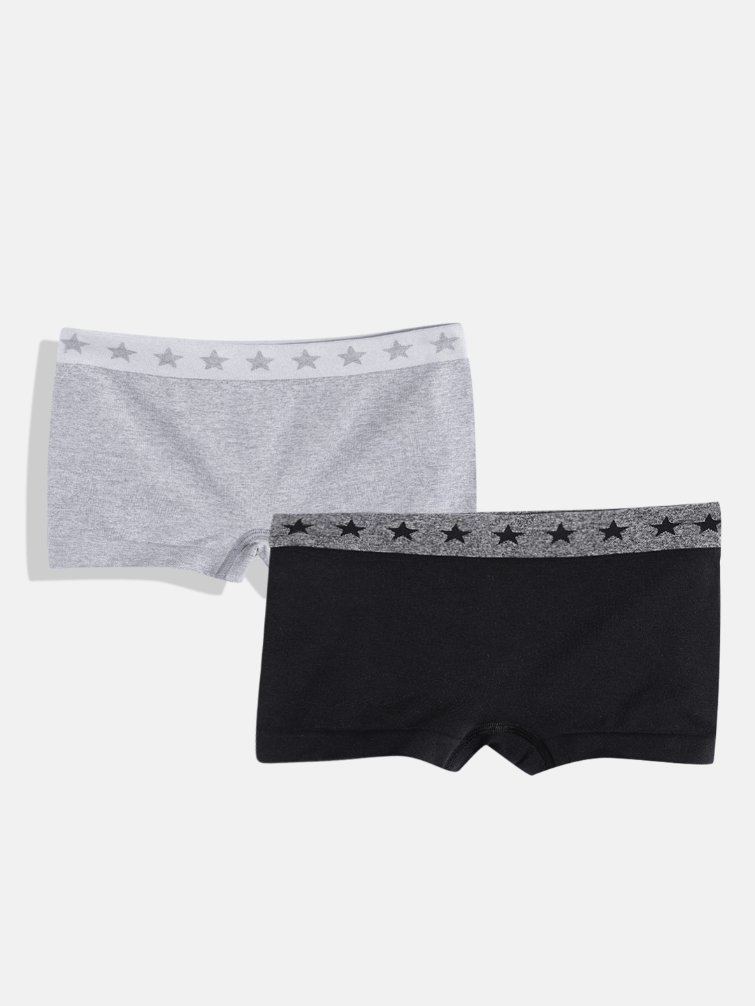 

Marks & Spencer Girls Pack of 2 Solid Boyshorts T713529S, Grey melange