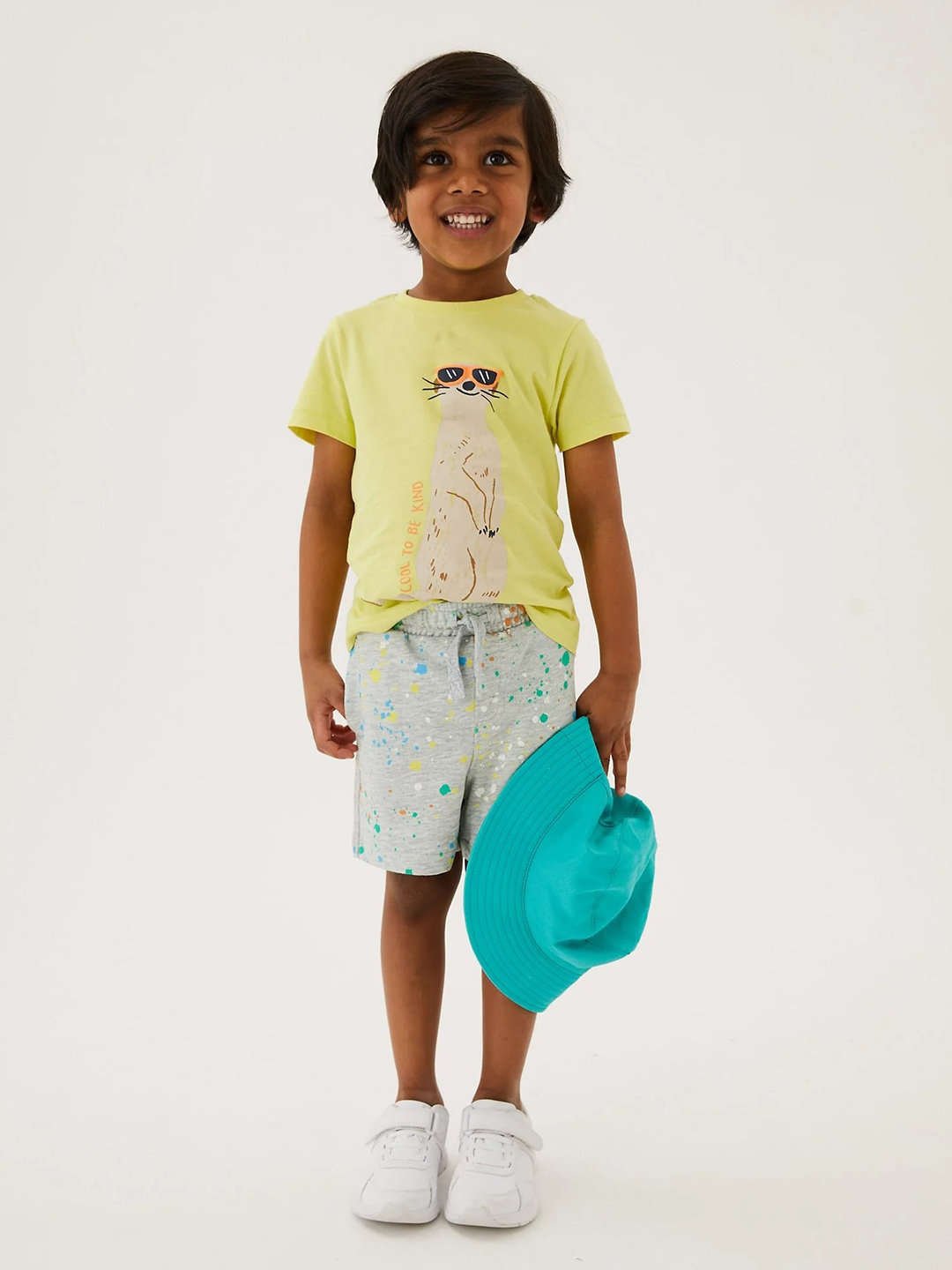 

Marks & Spencer Boys Grey & Orange Abstract Print Shorts
