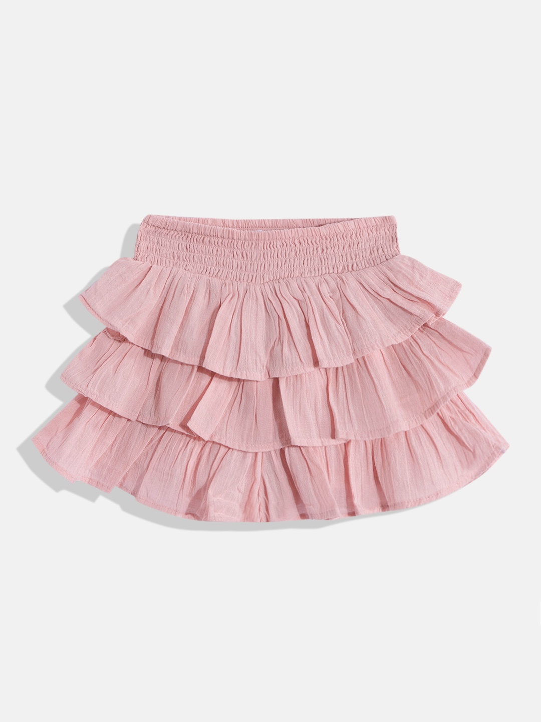 

Marks & Spencer Girls Pink Solid Pure Cotton Tiered Divided Skirt