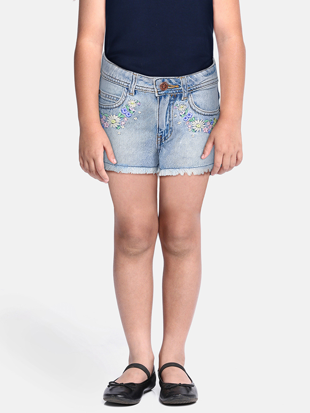 

Marks & Spencer Girls Blue Denim Shorts with Embroidered Detail