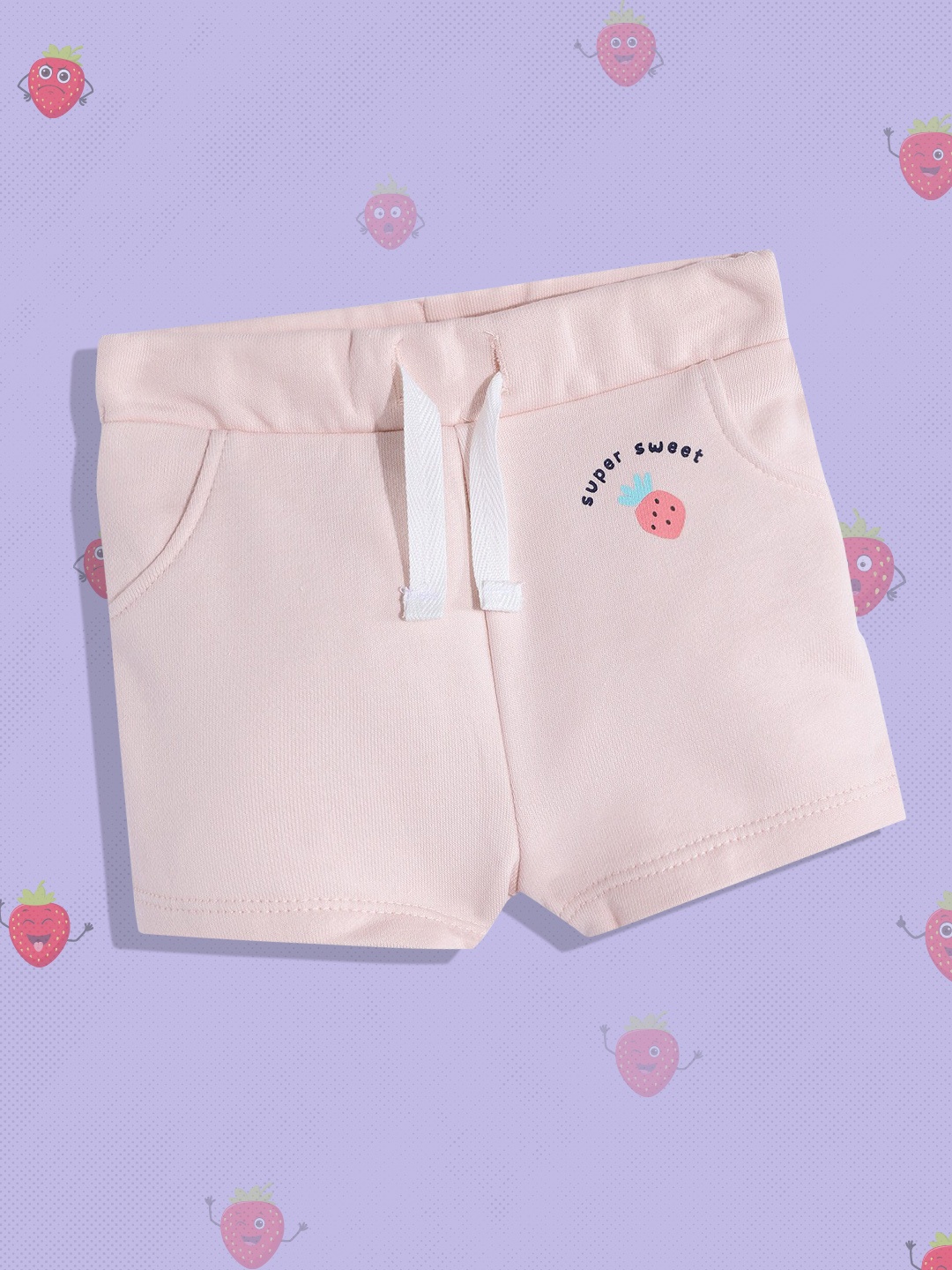 

Marks & Spencer Kids Pink Solid Shorts with Printed Detail