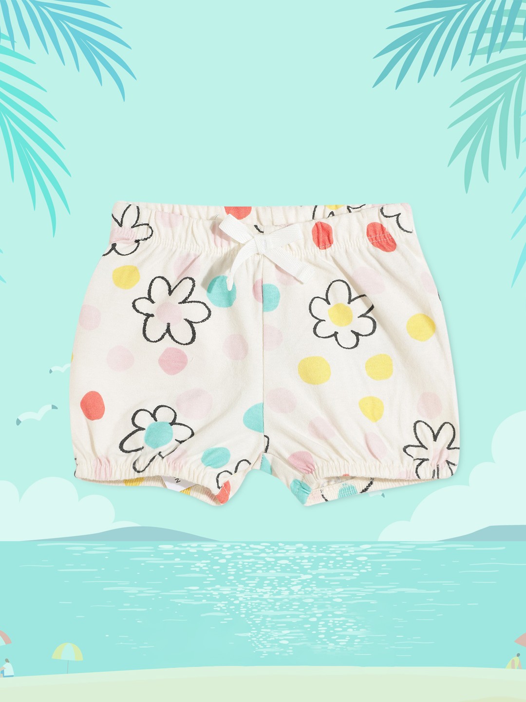

Marks & Spencer Unisex Kids Cream-Coloured & Black Pure Cotton Floral Print Shorts