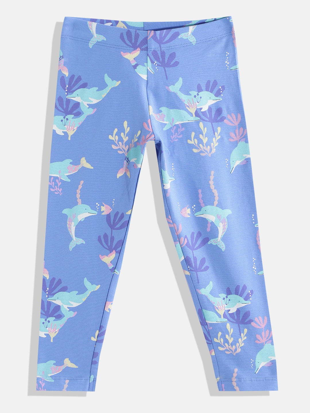 

Marks & Spencer Girls Blue & Green Printed Leggings