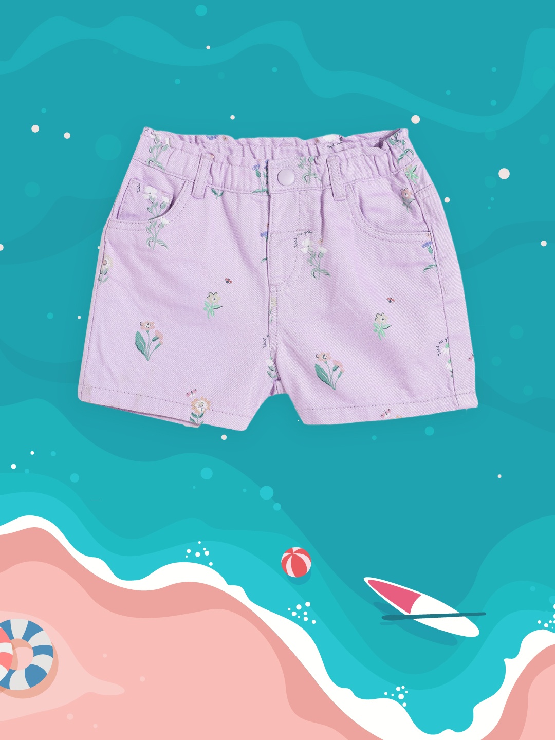 

Marks & Spencer Girls Lilac & Green Floral Printed Denim Shorts, Lavender