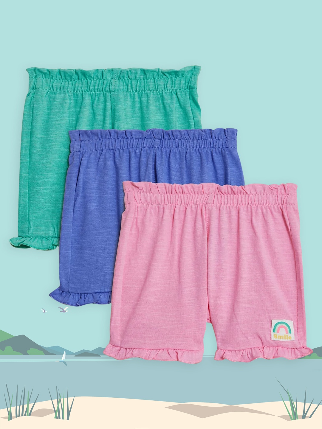 

Marks & Spencer Unisex Kids Pack of 3 Pure Solid Cotton Shorts, Pink
