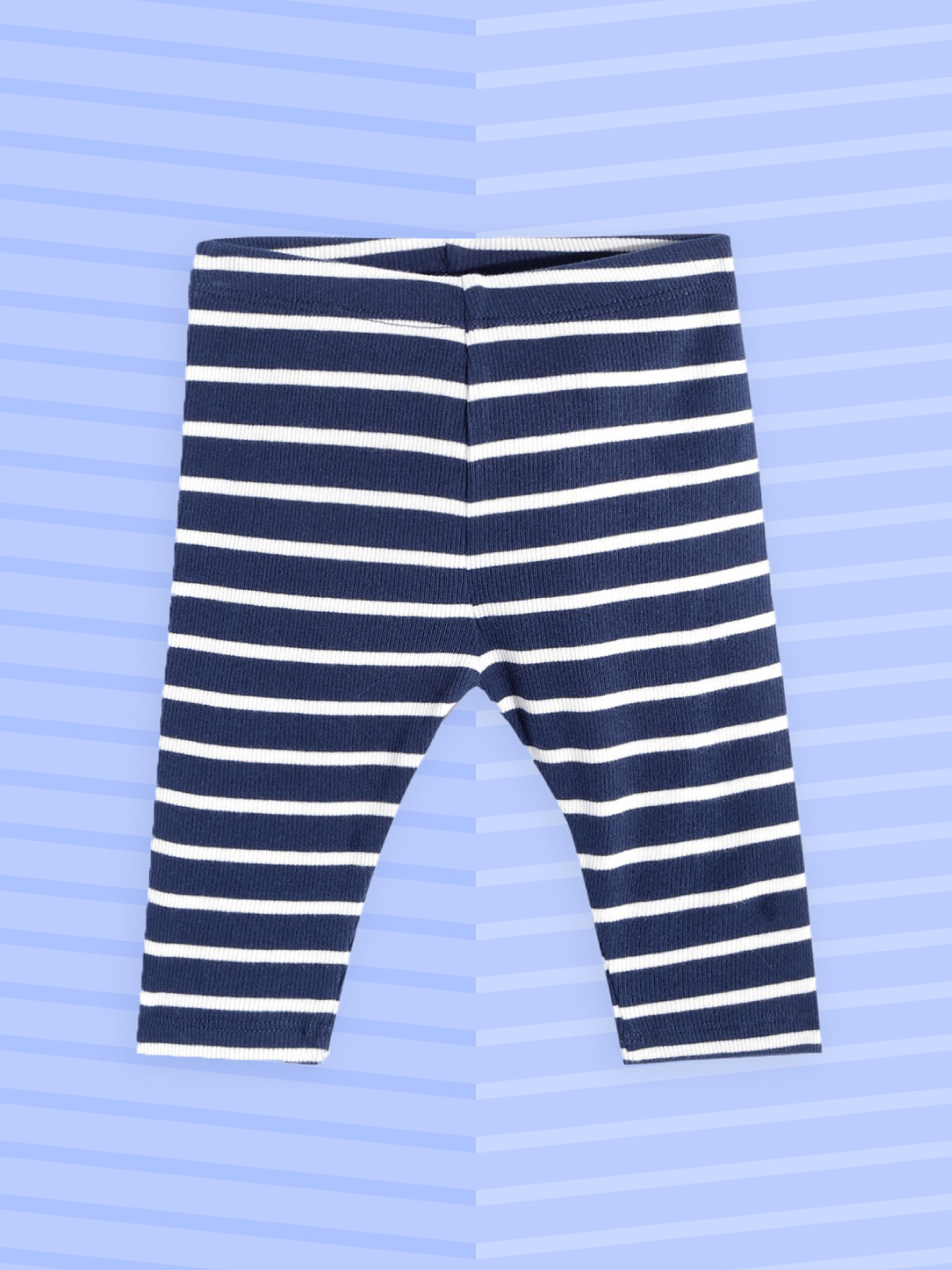 

Marks & Spencer Girls Navy Blue & White Striped Ankle-Length Leggings