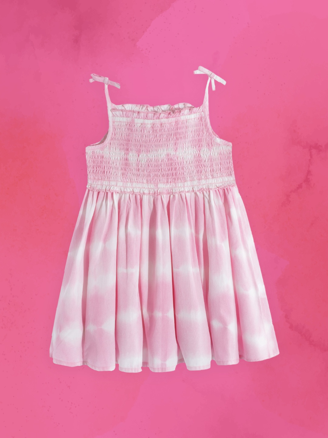 

Marks & Spencer Pink & White Tie and Dye Print Fit and Flare Dress