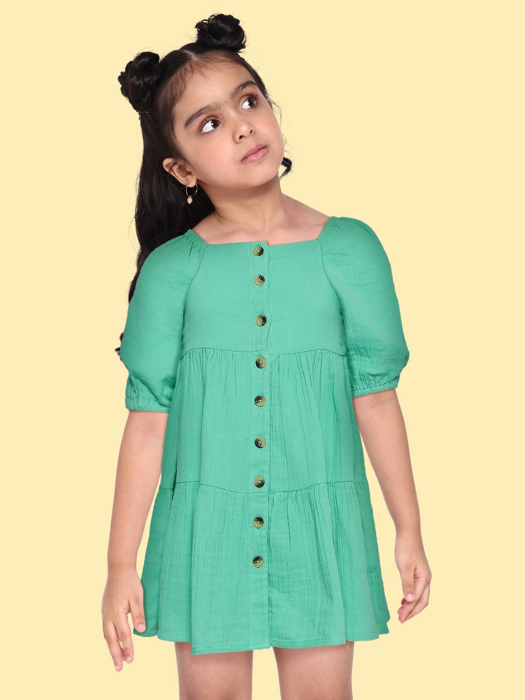 

Marks & Spencer Green Solid Fit and Flare Dress