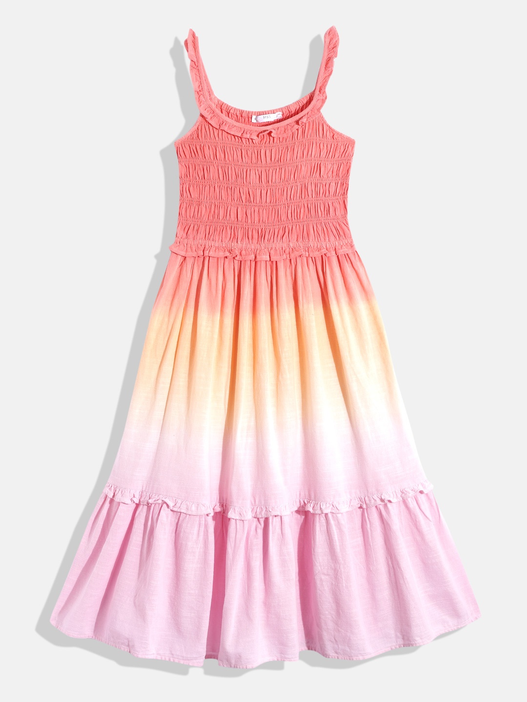 

Marks & Spencer Girls Pure Cotton Ombre Smocked Fit & Flare Dress, Coral