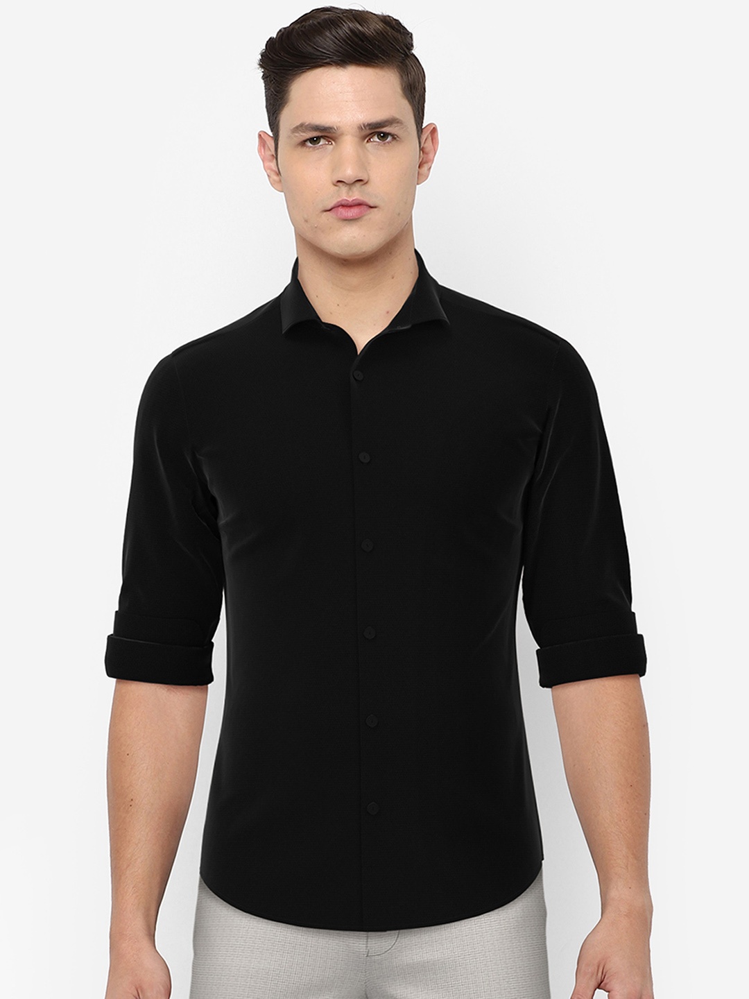 

Peter England Elite Men Black Slim Fit Pure Cotton Formal Shirt