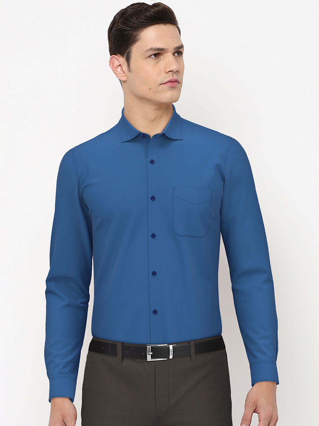 

Peter England Elite Men Blue Formal Shirt
