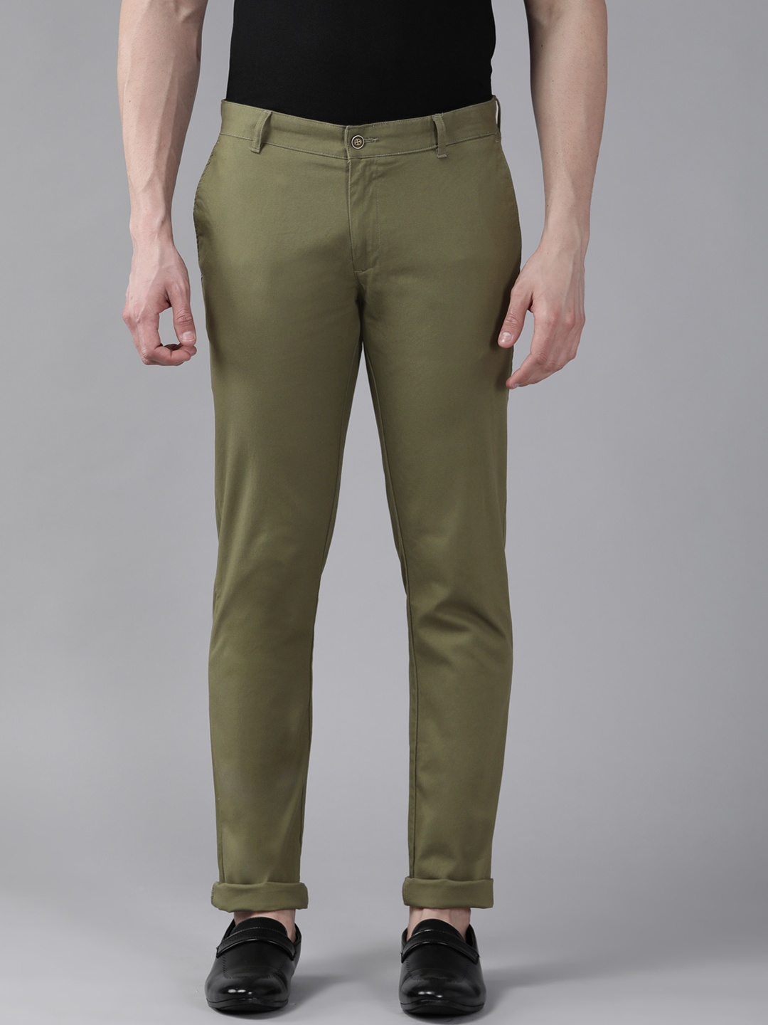 

Blackberrys Men Olive Green B-91 Skinny Fit Trousers