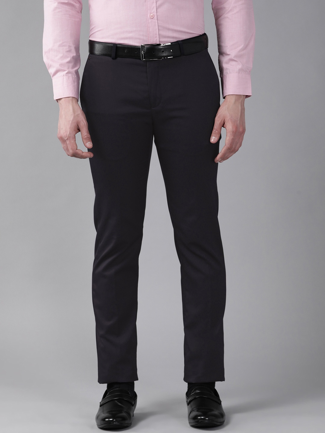 

Blackberrys Men Navy Blue B-95 Slim Fit Low-Rise Trousers