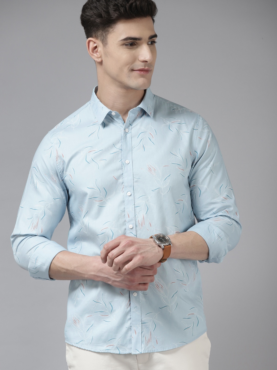 

Blackberrys Men Blue Pure Cotton India Slim Fit Printed Casual Shirt