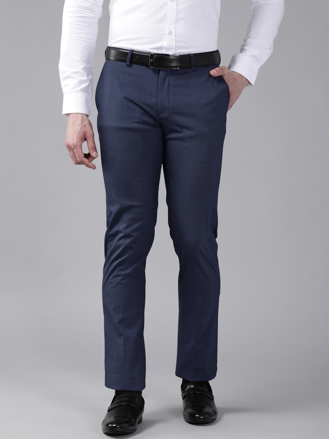 

Blackberrys Men Navy Blue Slim Fit Low-Rise Trousers