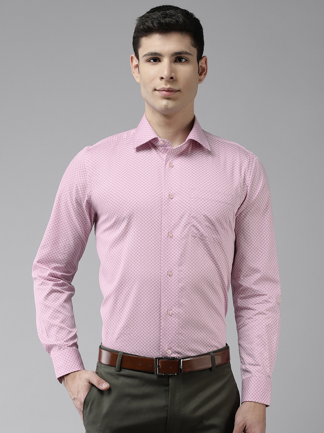 

Blackberrys Men Pink Pure Cotton India Slim Fit Printed Formal Shirt