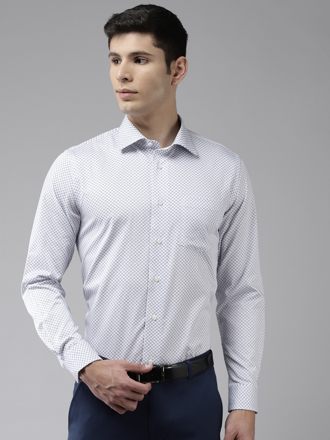 

Blackberrys Men White Pure Cotton Solid India Slim Fit Printed Formal Shirt
