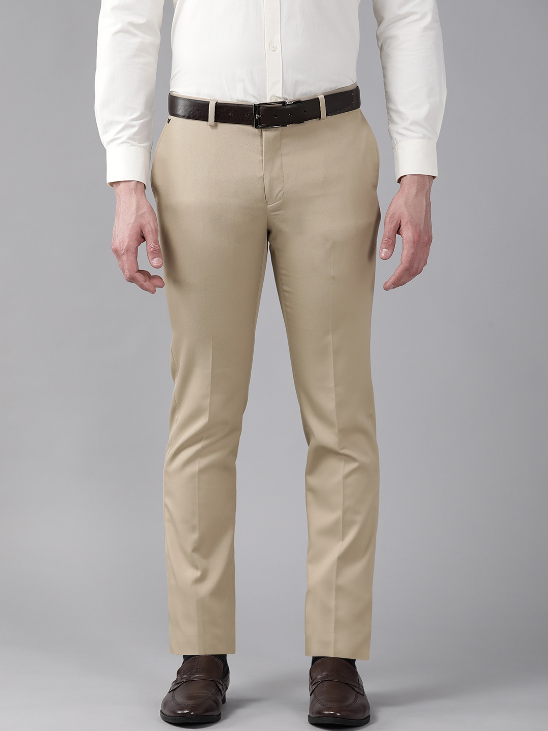 

Blackberrys Men Beige B-95 Slim Fit Low-Rise Trousers