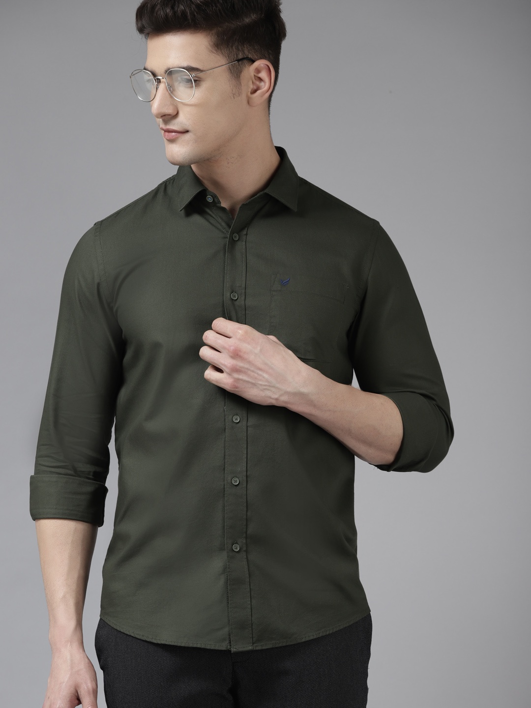 

Blackberrys Men Olive Green India Slim Fit Casual Shirt