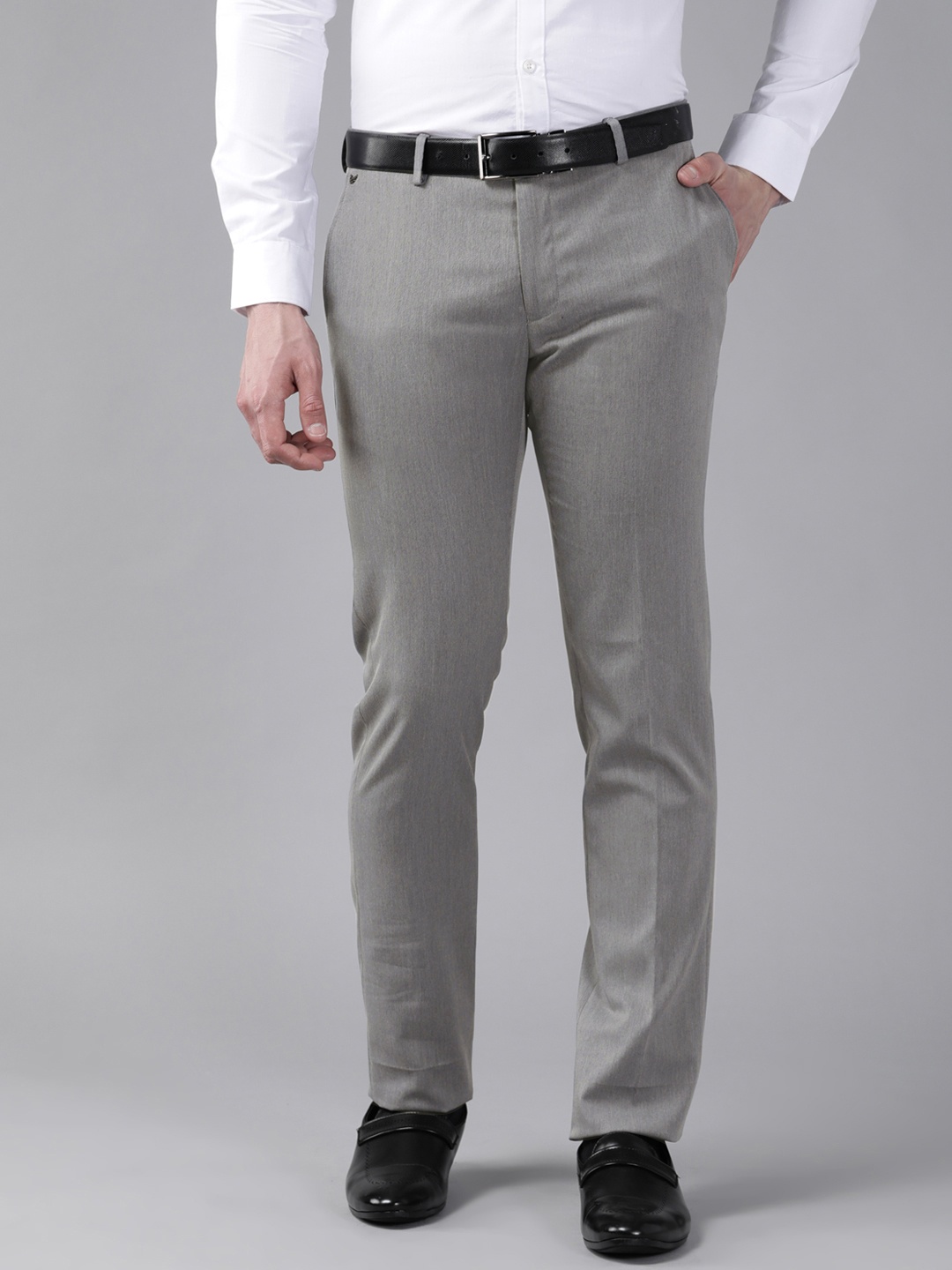 

Blackberrys Men Grey B-95 Slim Fit Low-Rise Trousers