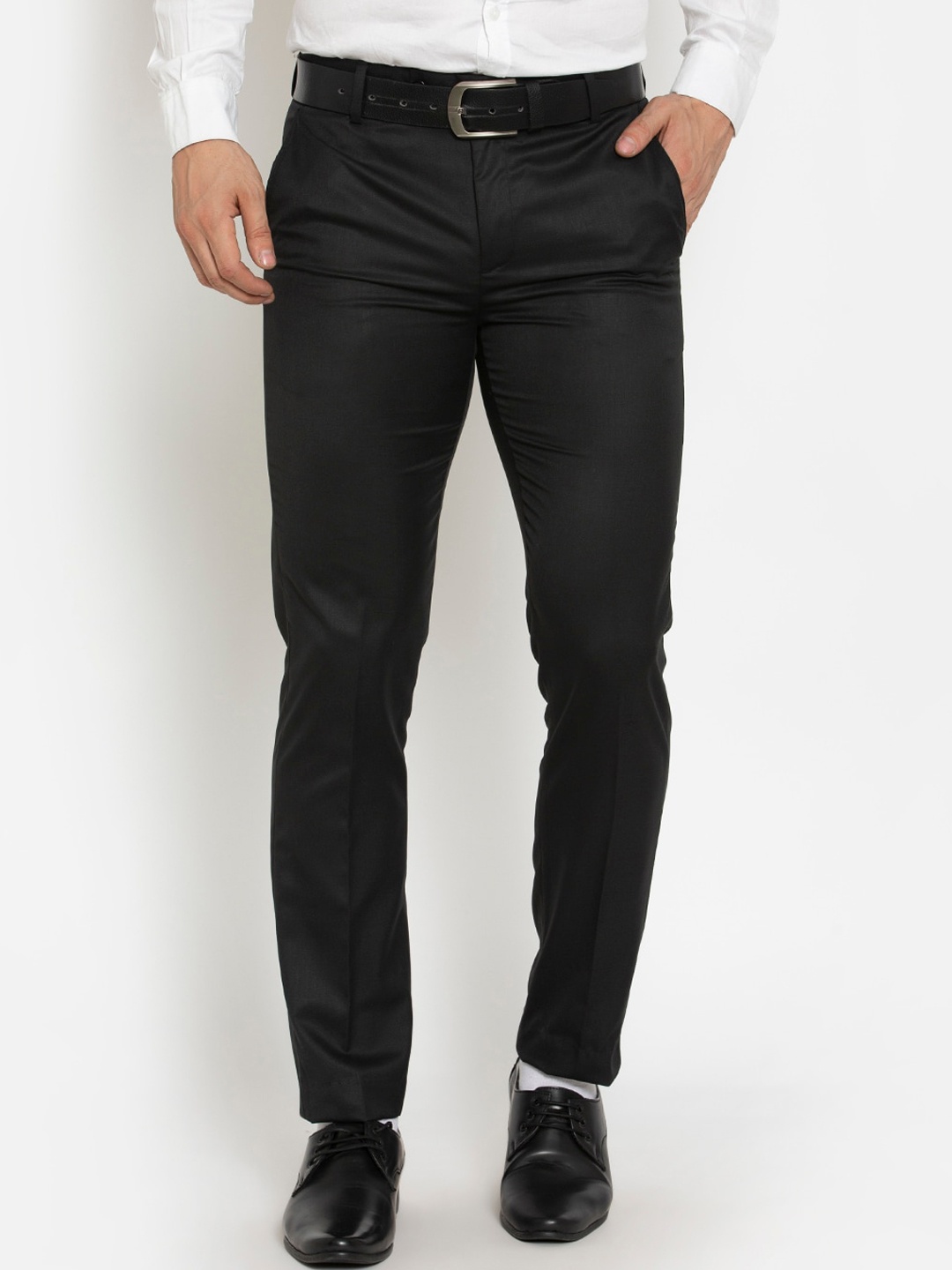 

American-Elm Men Black Solid Smart Slim Fit Formal Trousers