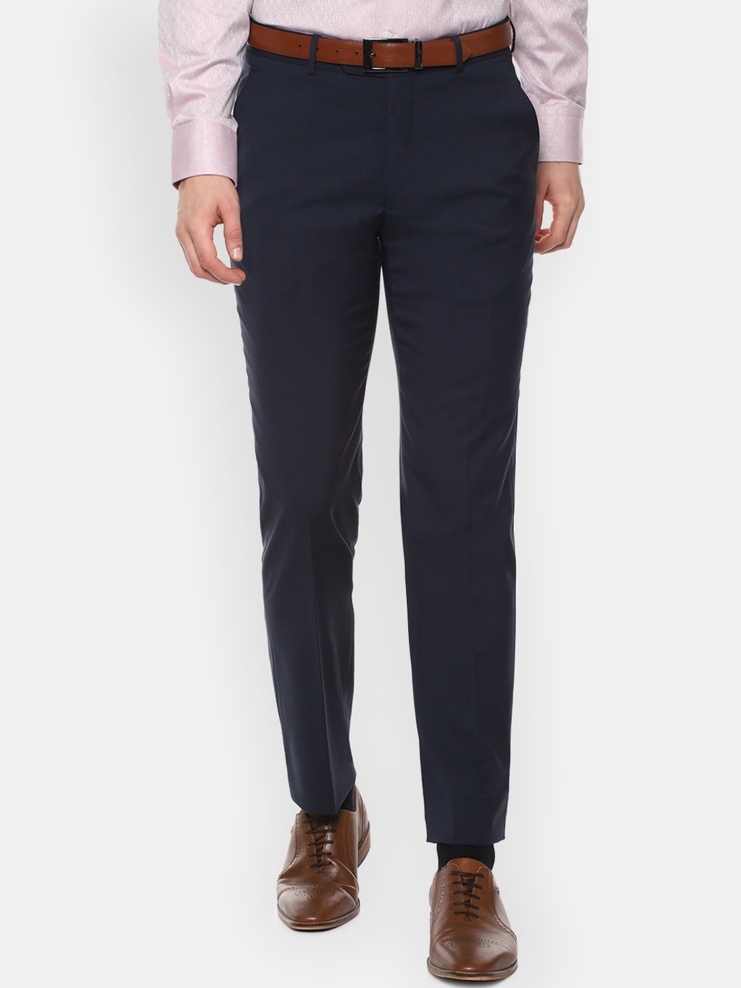 

Luxure by Louis Philippe Men Navy Blue Slim Fit Formal Trousers