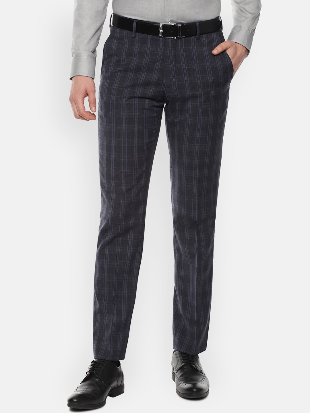 

Louis Philippe Gods & Kings Men Grey Checked Trousers