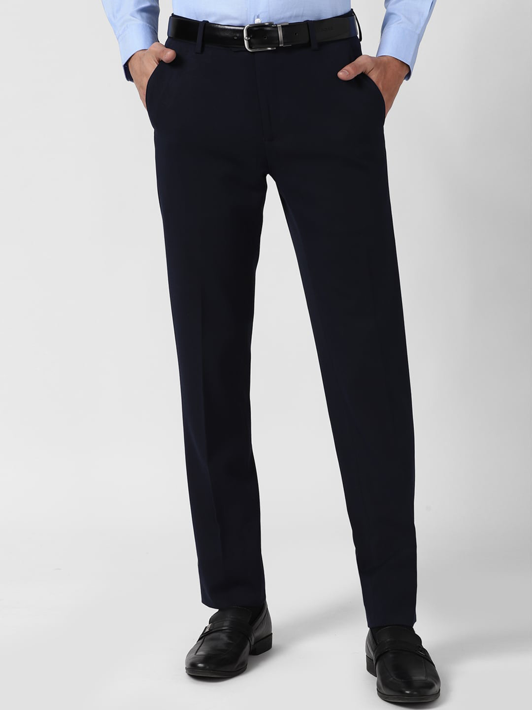 

Peter England Elite Men Navy Blue Slim Fit Trousers
