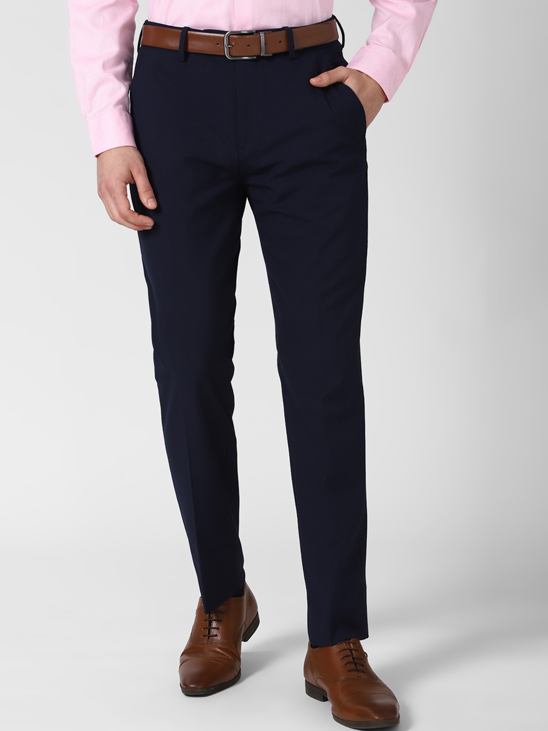 

Peter England Elite Men Navy Blue Slim Fit Trousers